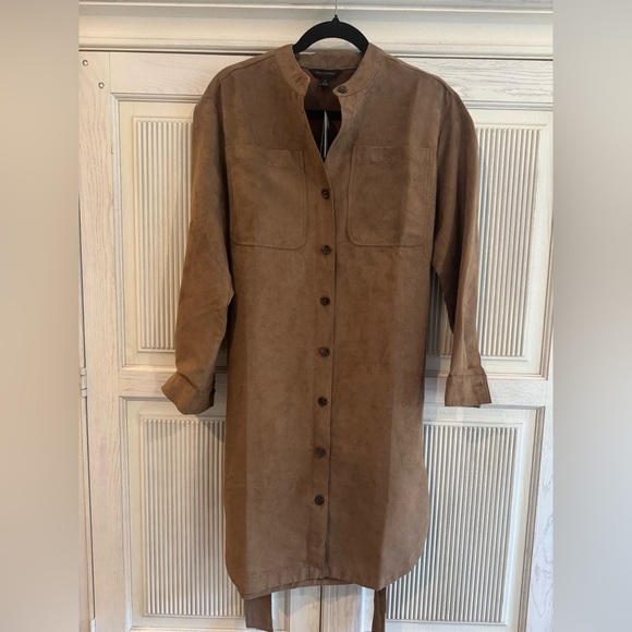 Banana Republic Brown Faux Suede Shirtdress, Small - Picture 4 of 14